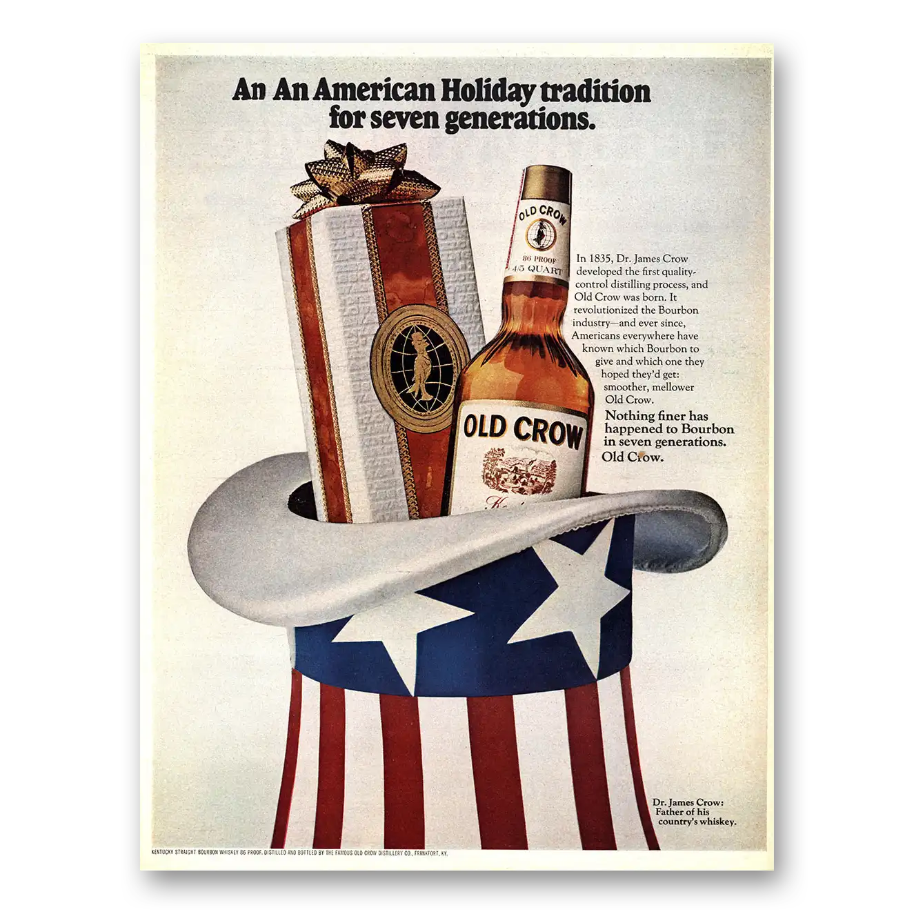 1969 Old Crow Whiskey Print Ad | Holiday Tradition