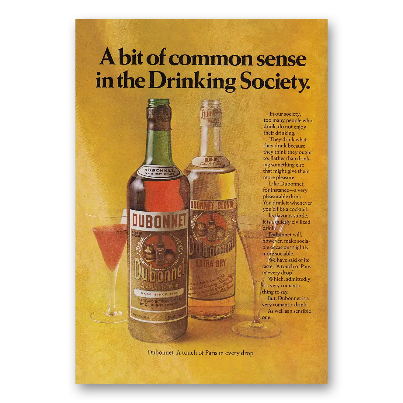 1969 Dubonnet Wine Print Ad | Common Sense