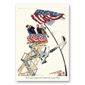 1969 New England Life Insurance Print Ad | Ship And Flag