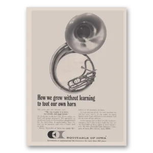 1969 Equitable of Iowa Print Ad | Toot Own Horn