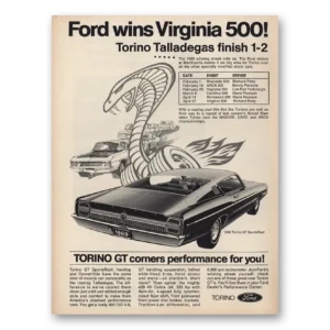 1969 Ford Torino Print Ad | Wins Virginia 500