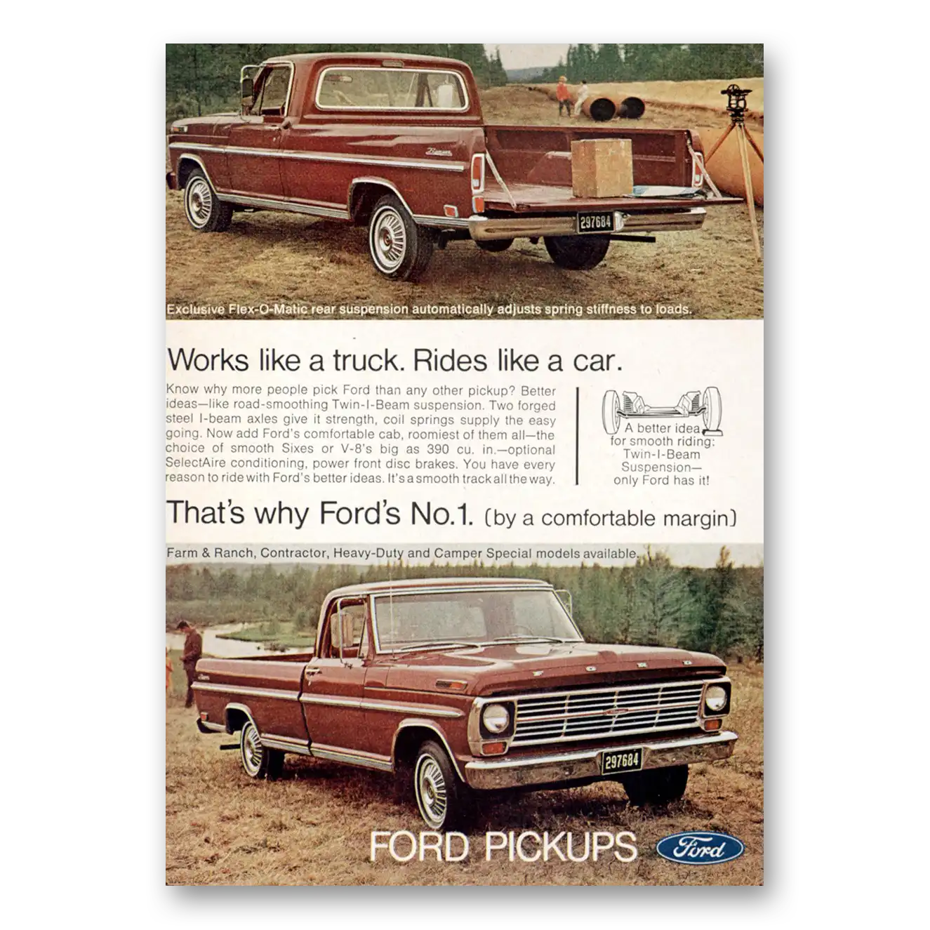 1969 Ford Pickup Print Ad | Works Like Truck