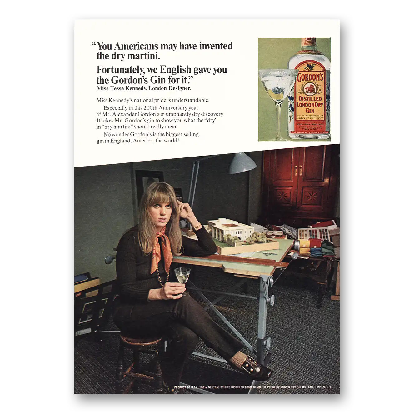1969 Gordons Gin Print Ad | Dry Martini