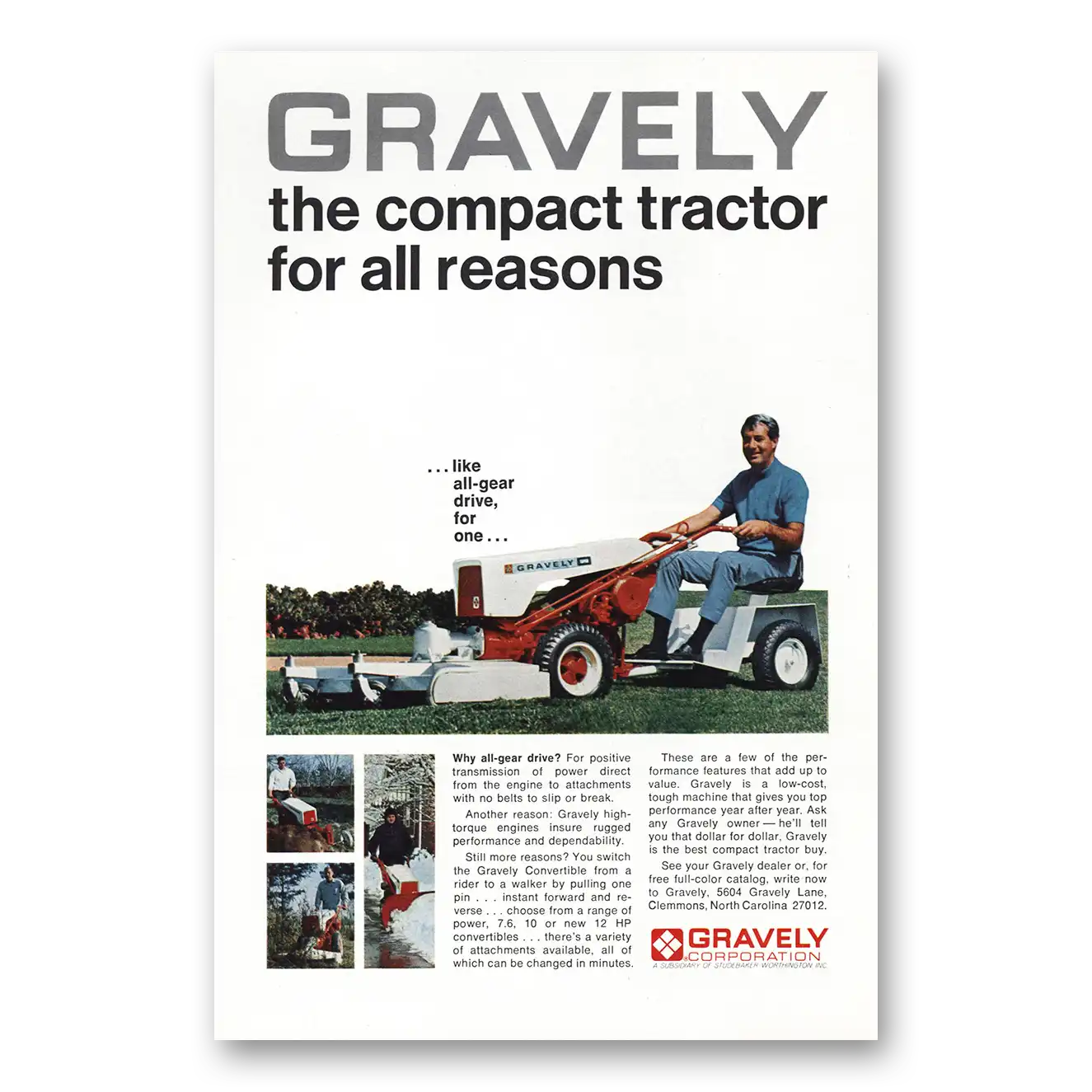 1969 Gravely Tractors Print Ad | Compact Tractor