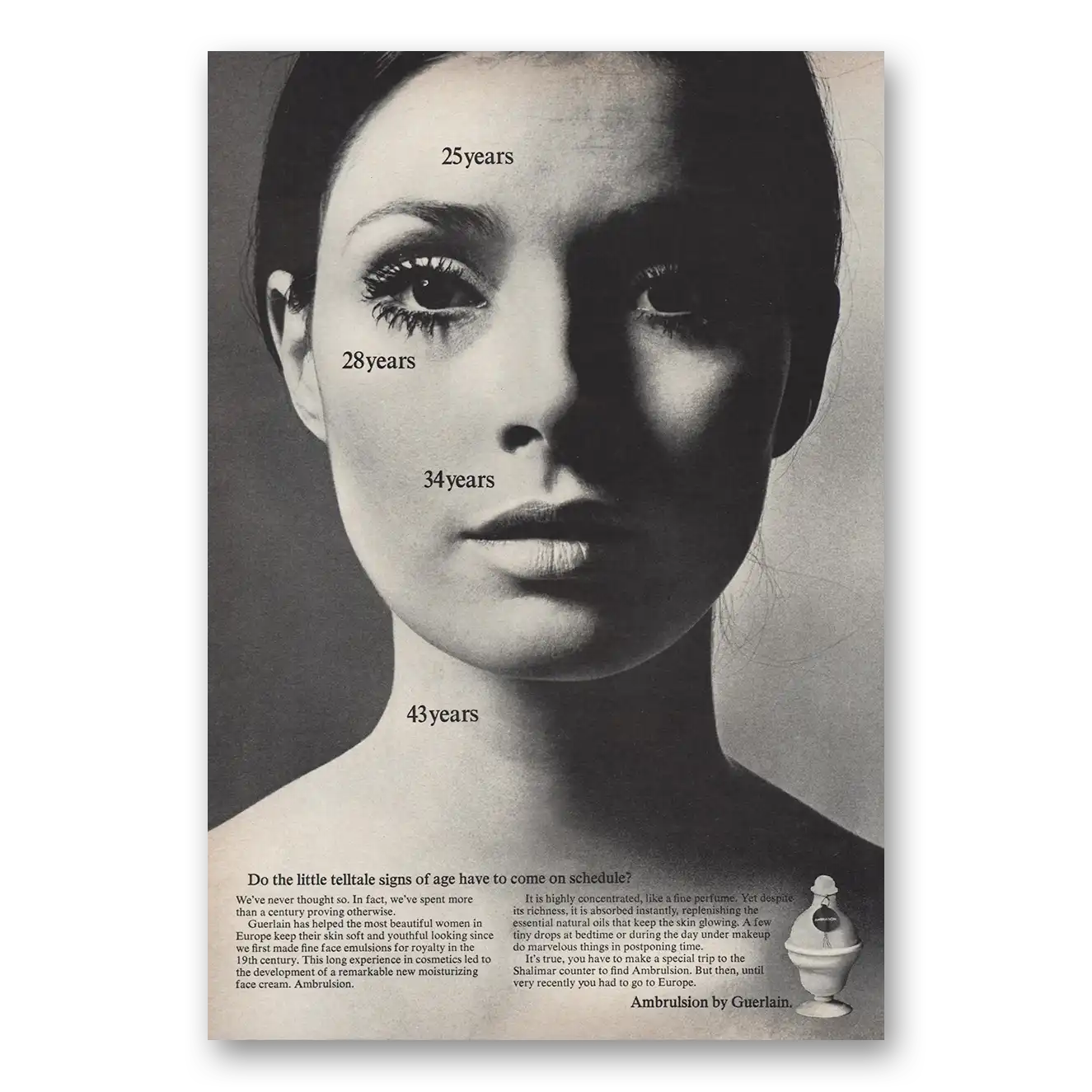 1969 Ambrulsion Lotion Print Ad | Telltale Signs Of Age