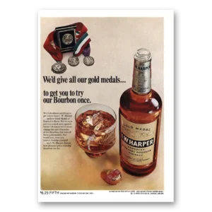 1969 I W Harper Whiskey Print Ad | Gold Medals
