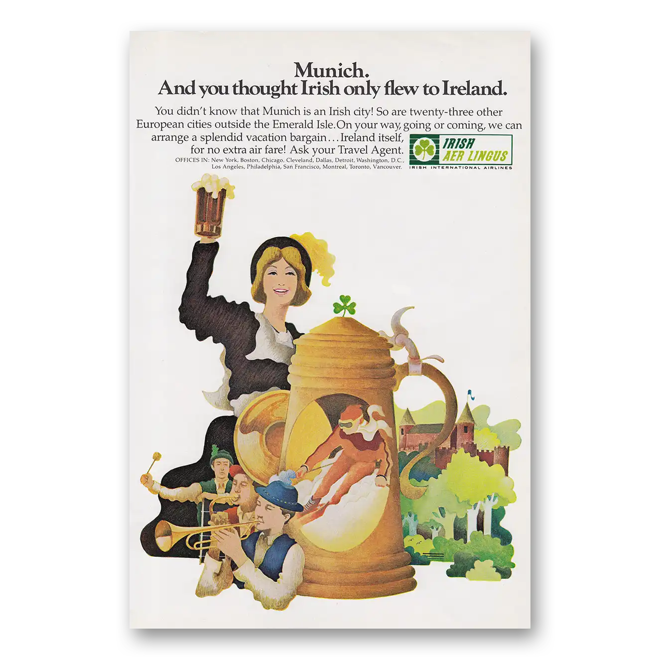 1969 Irish Aer Lingus Print Ad | Munich