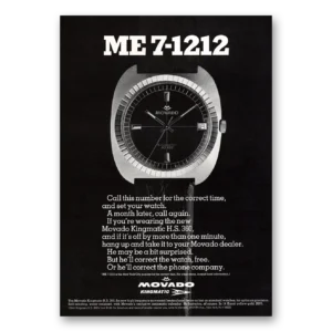 1969 Movado Watch Print Ad | Me 71212