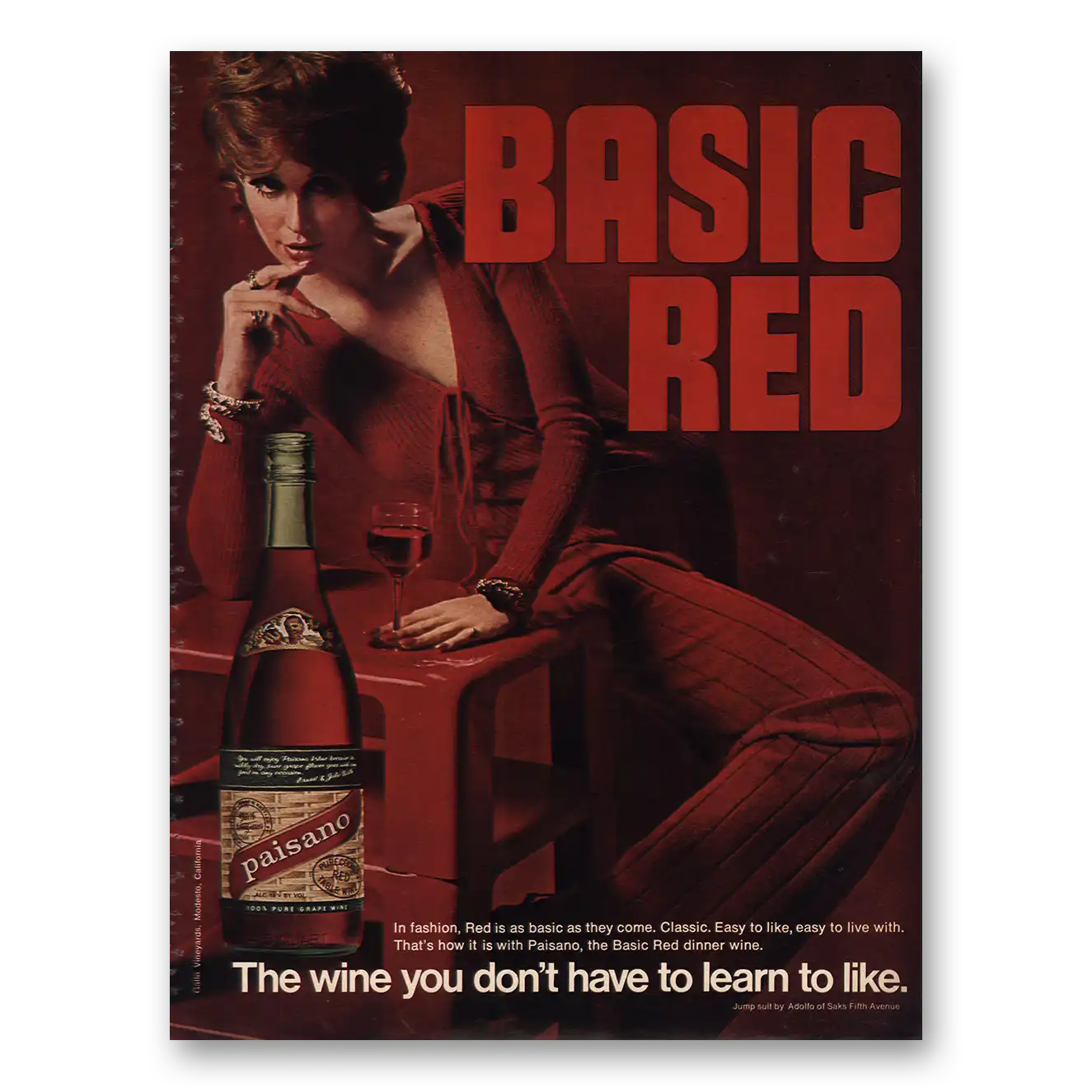 1969 Paisano Wine Print Ad | Basic Red