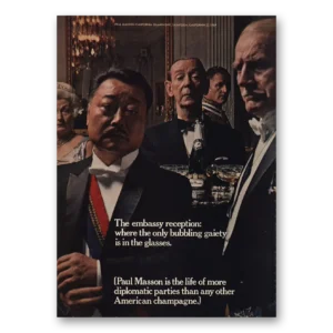 1969 Paul Masson Wine Print Ad | Bubbling Gaiety