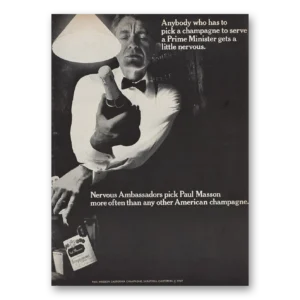 1969 Paul Masson Wine Print Ad | Prime Minister