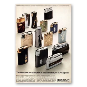 1969 Ronson Lighters Print Ad | Him To Her