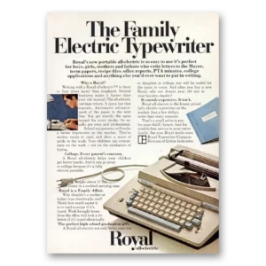 1969 Royal Typewriter Print Ad | Family Electric