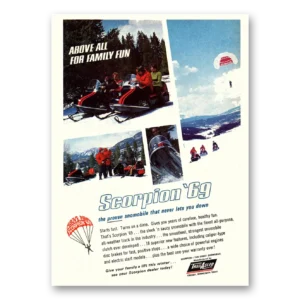 1969 Scorpion Snowmobile Print Ad | Family Fun