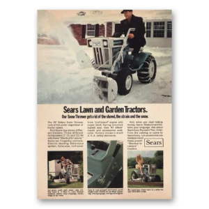 1969 Sears Lawn and Garden Tractor Print Ad | Snow Thrower