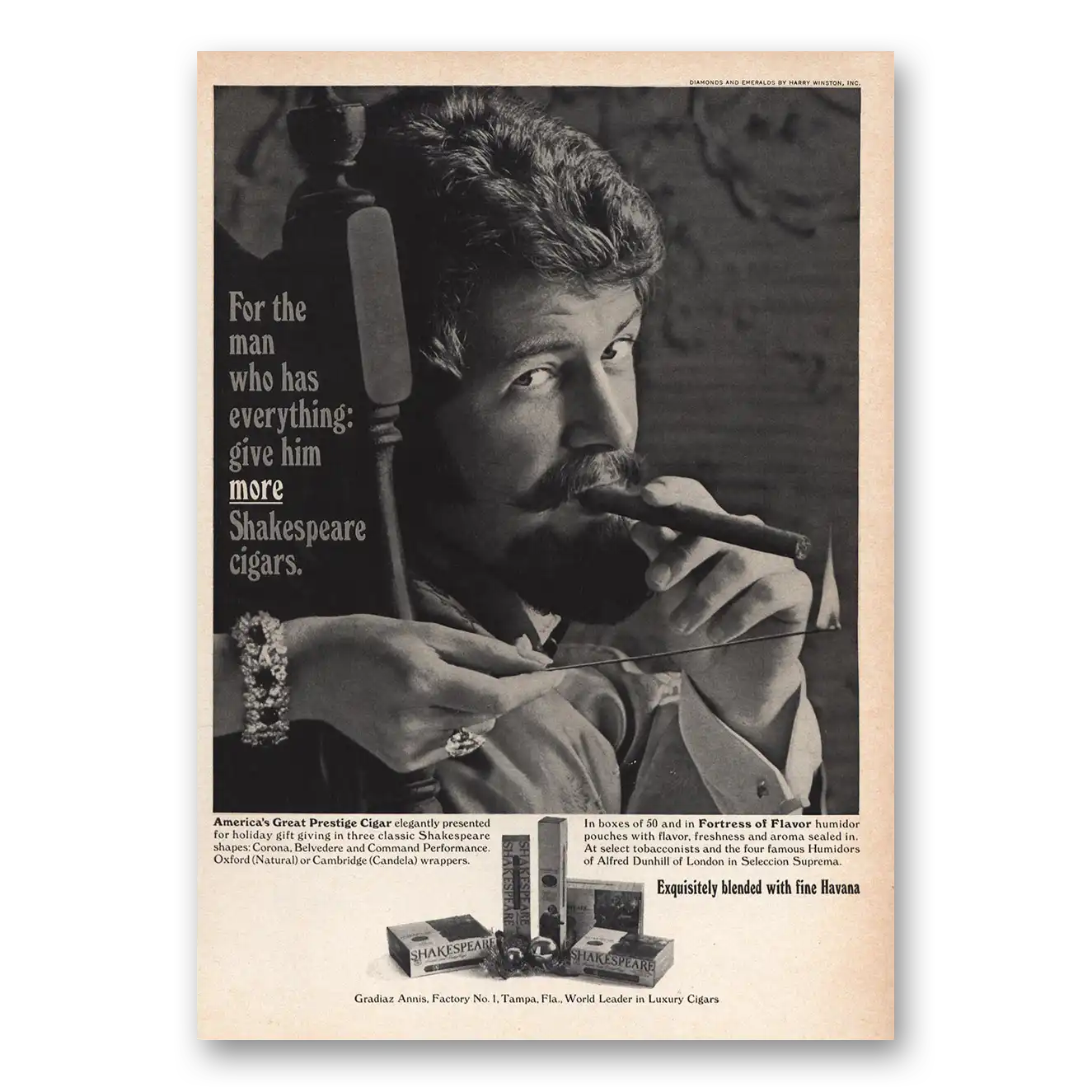 1969 Shakespeare Cigar Print Ad | Man Has Everything