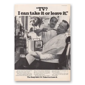 1969 Sony Portable TV Print Ad | Leave It Barber
