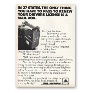 1969 State Farm Insurance Print Ad | Renew Drivers