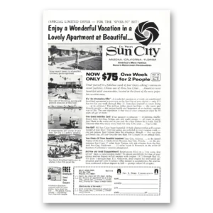 1969 Del Webb Sun City Print Ad | Wonderful Vacation