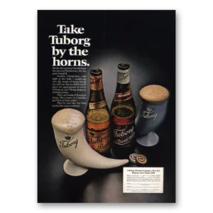 1969 Tuborg Beer Print Ad | Take Tuborg By The Horns