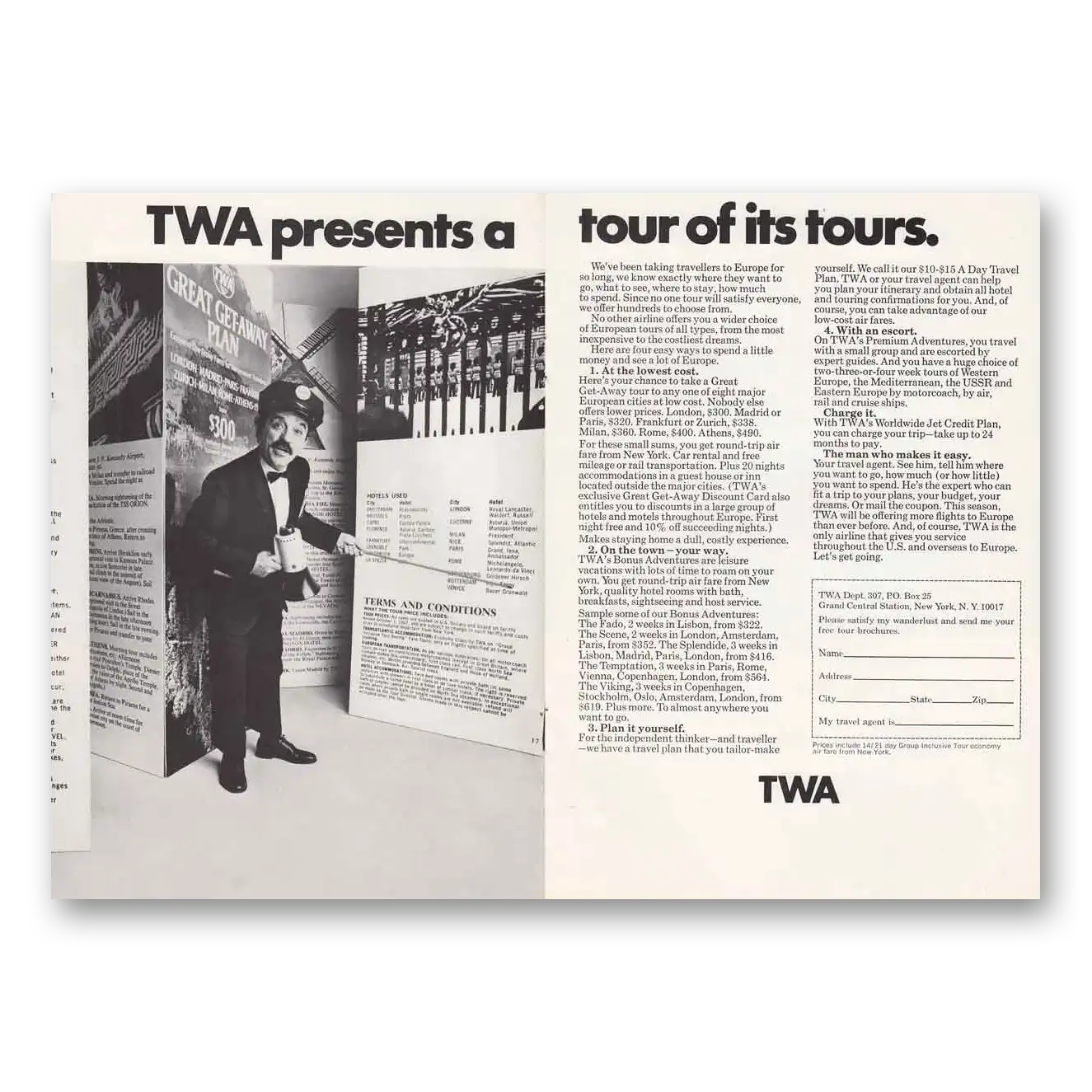 1969 TWA Airlines Print Ad | Tour Tours