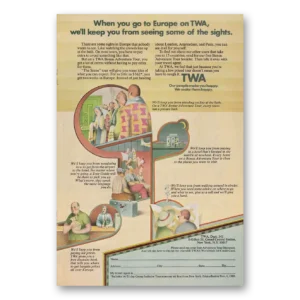 1969 TWA Airlines Print Ad | Europe
