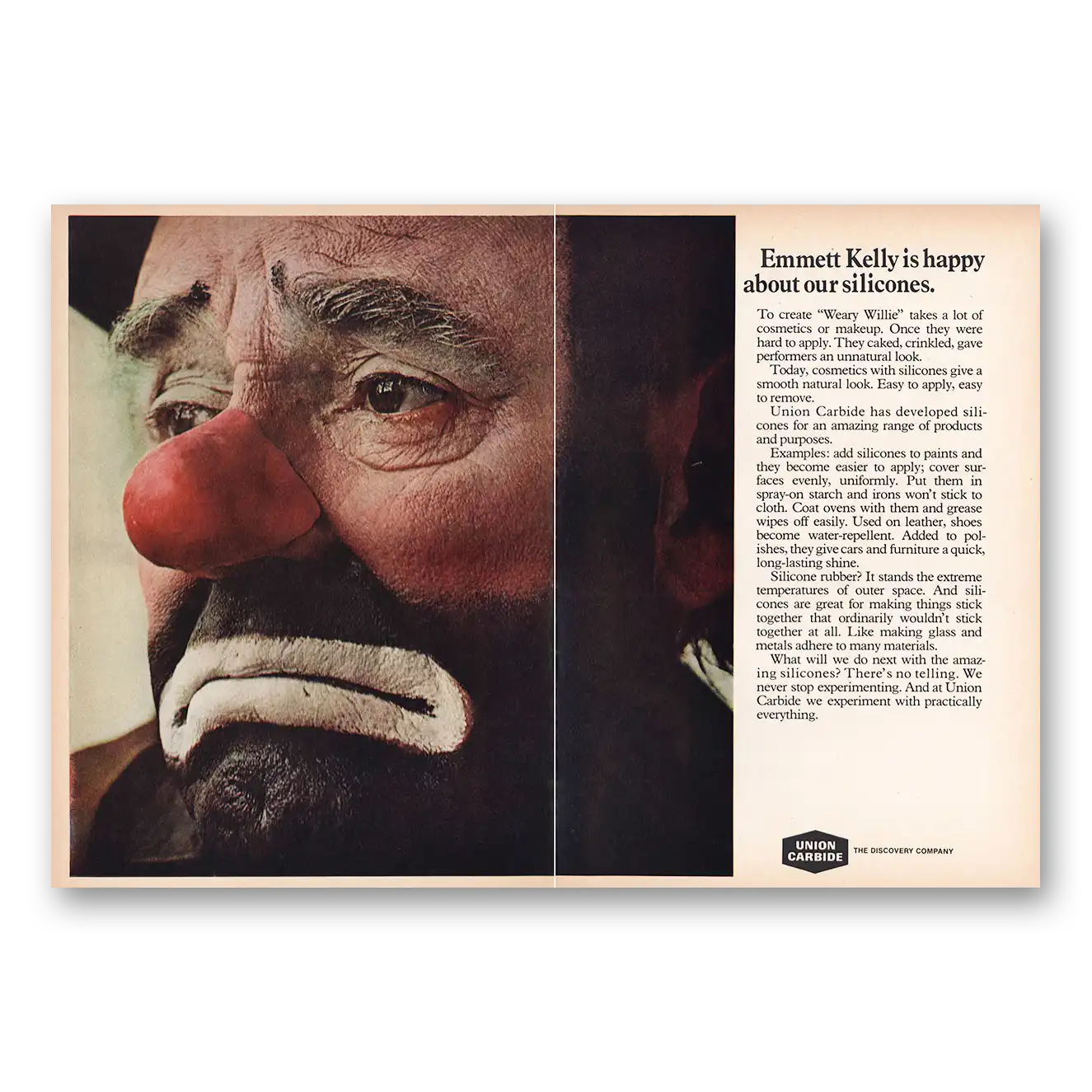 1969 Union Carbide Print Ad | Emmett Kelly
