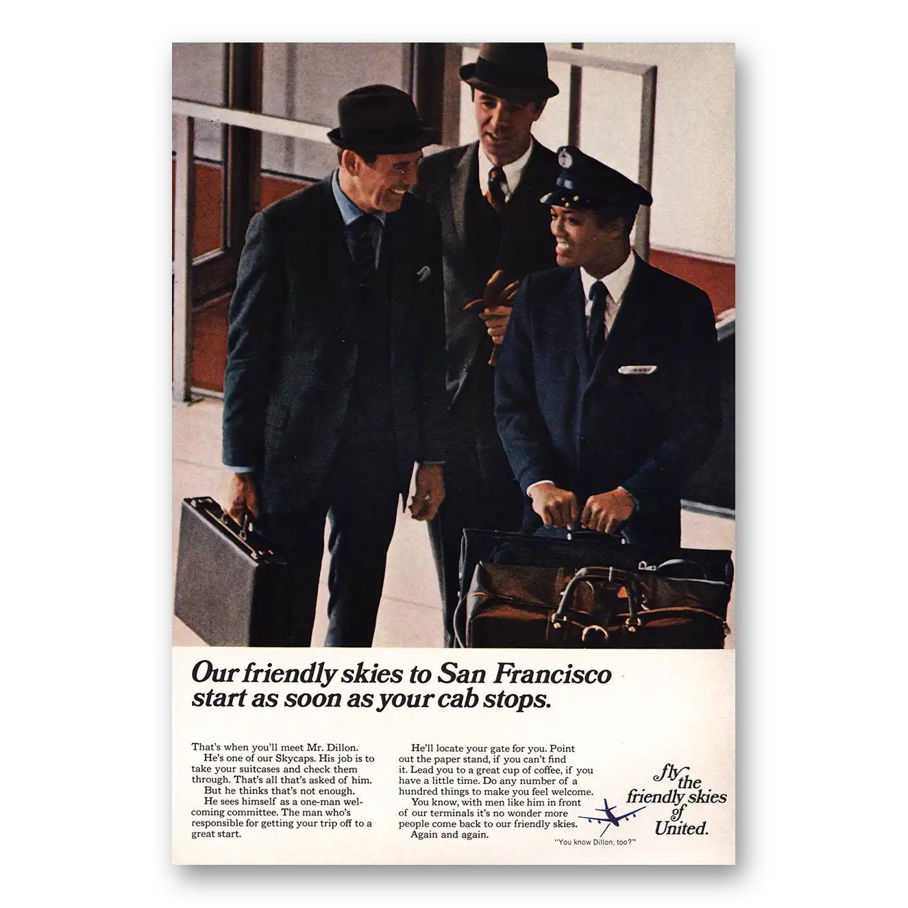 1969 United Airlines Print Ad | Friendly Skies To San Francisco