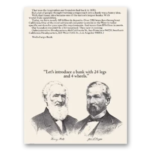 1969 Wells Fargo Bank Print Ad | 24 Legs 4 Wheels