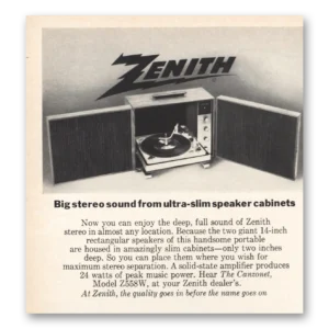 1969 Zenith Stereo Print Ad | Ultra Slim Speaker Cabinets