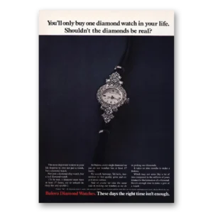 1970 Bulova Watch Print Ad | Diamond Watch