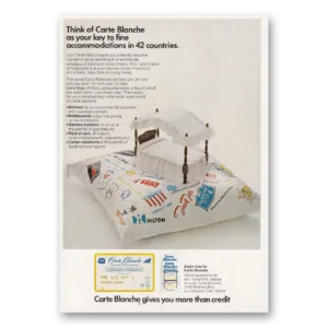 1970 Carte Blanche Credit Card Print Ad | 42 Countries