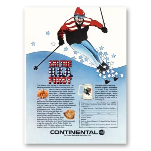 1970 Continental Airlines Print Ad | Ski The Usa First
