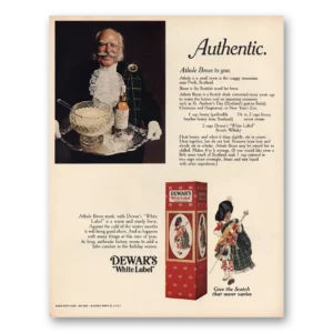 1970 Dewars White Label Print Ad | Athole Brose
