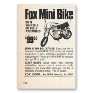 1970 Fox Mini Bike Print Ad | Do It Yourself