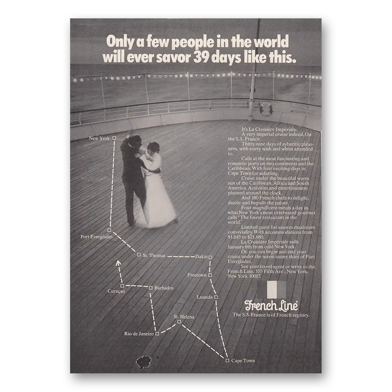 1970 French Line Print Ad | Few People