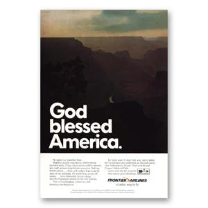 1970 Frontier Airlines Print Ad | God Blessed America