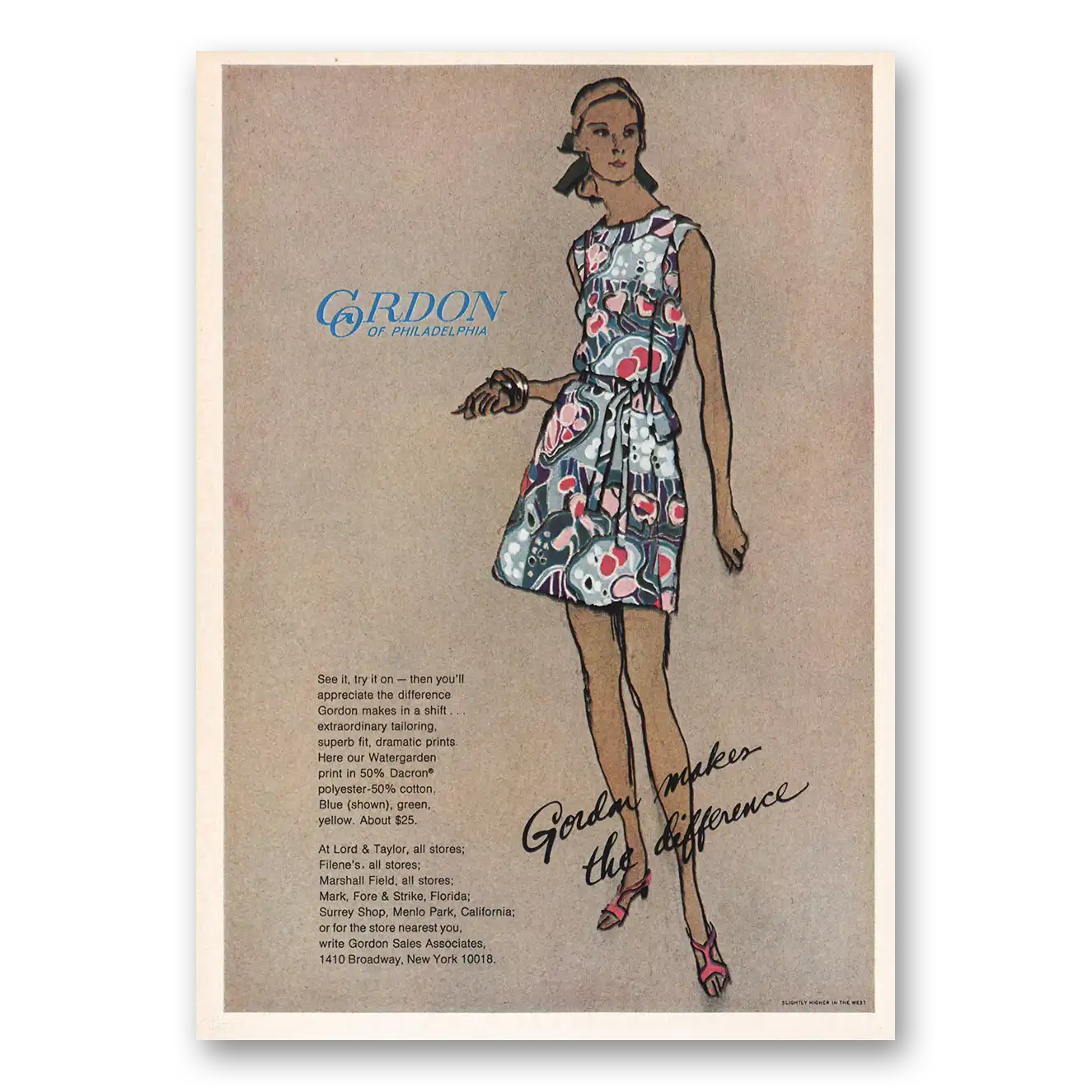 1970 Gordon of Philadelphia Print Ad | See It Try It