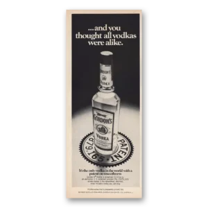 1970 Gordons Vodka Print Ad | Vodkas Were Alike
