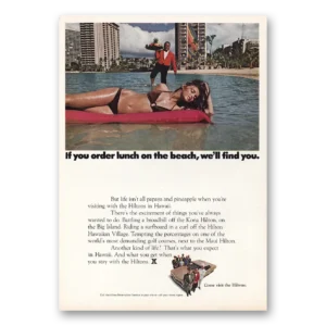 1970 Hilton Hawaiian Village Print Ad | Order Lunch