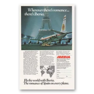 1970 Iberia Airlines Print Ad | Eiffel Tower