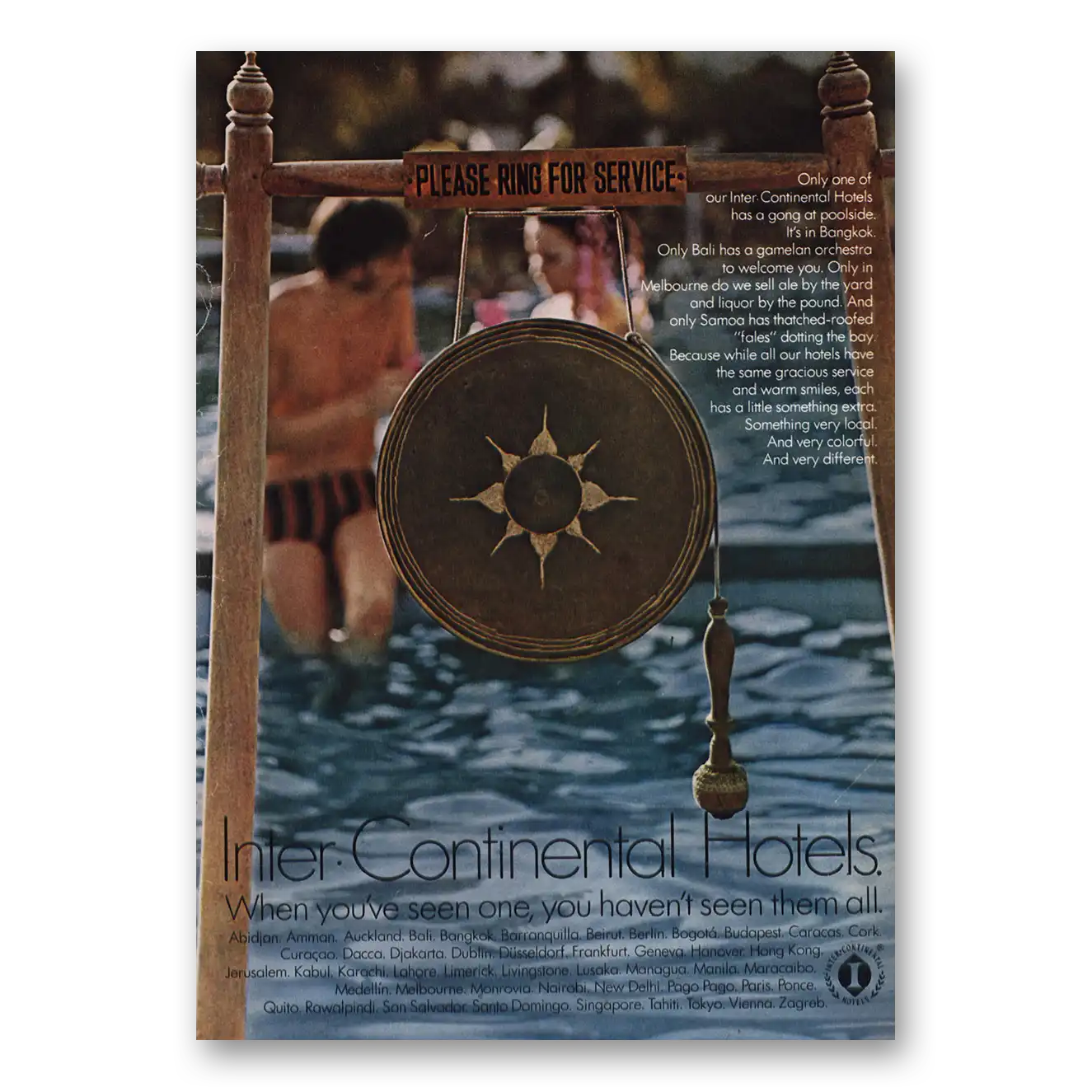 1970 InterContinental Hotels Print Ad | Please Ring