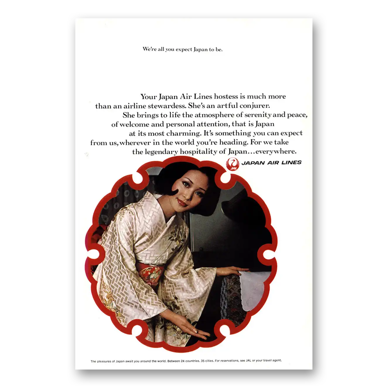 1970 Japan Air Lines Print Ad | Hostess