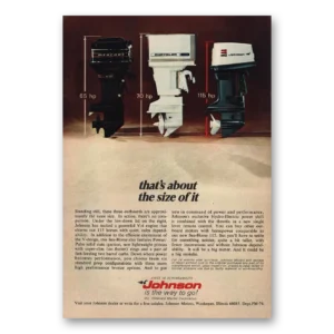 1970 Johnson Sea Horse Motors Print Ad | About Size Of It