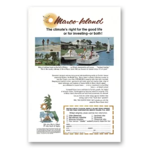 1970 Marco Island Florida Print Ad | Marco Island Florida Climates Right Good Life