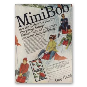 1970 MiniBob Print Ad | Down Hill Sledding
