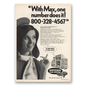 1970 National Car Rental Print Ad | With Max