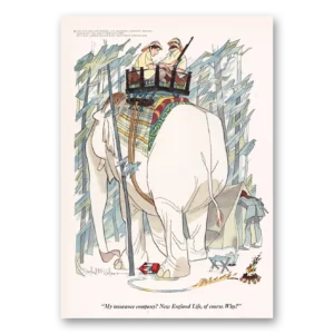 1970 New England Mutual Life Insurance Print Ad | Campsite Elephant