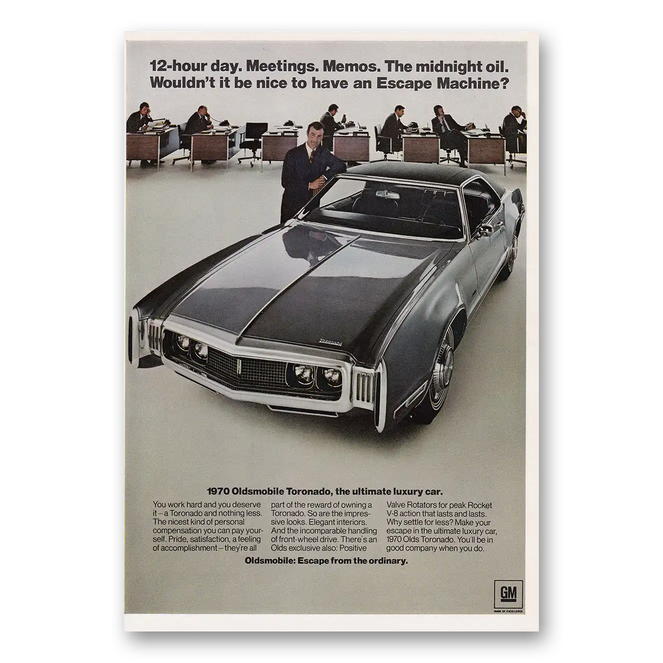 1970 Oldsmobile Toronado Print Ad | Meetings Memos