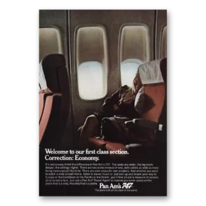1970 Pan Am Print Ad | First Class